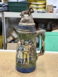 German Beer Stein with Dog Lid