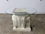 Elephant Base Glass Top Table