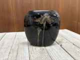 Black Floral Art Pottery Vase