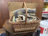 Wicker Basket with Throw Blankets