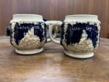 Pair of German Pottery Mugs - MADE IN WESTERN GERMANY