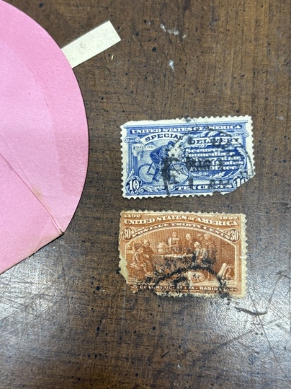 Pair of Special Delivery & 30¢ Postage Stamps