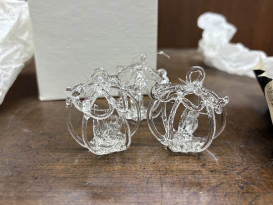 Set of Clear Crystal Ornaments