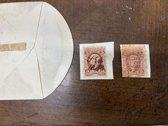 Pair of 5¢ Revenue Stamps
