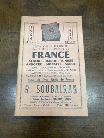 1954 French Stamp Catalog by R. Soubairan