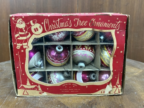 Boxed Set of Vintage Christmas Tree Ornaments