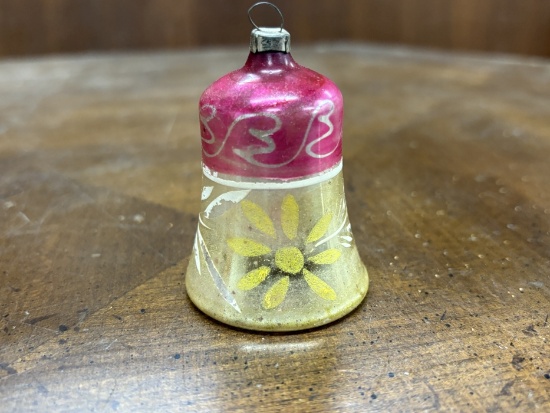Vintage Hand-Painted Glass Bell Ornament