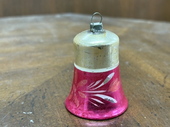 Pink & Gold Glass Bell Ornament