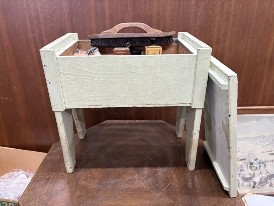 Small Wooden Stand w/ Contents