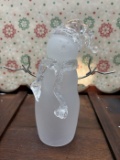 Vintage 1999 Frosted Glass Snowman Figurine