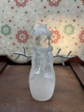 Vintage 1999 Frosted Glass Snowman Figurine
