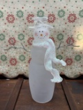 Vintage 1999 Frosted Glass Snowman Figurine