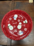 Red Snowman Holiday Pie Plate