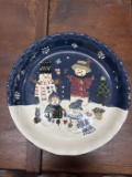 Blue Snowman Family Pie Plate
