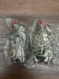 Set of 2 Pewter Santa Ornaments