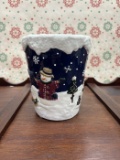 Snowman Winter Scene Candle Holder