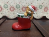 Bear in Christmas Boot Figurine
