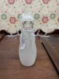Vintage 1999 Frosted Glass Snowman Figurine