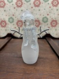 Vintage 1999 Frosted Glass Snowman Figurine