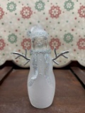 Vintage 1999 Frosted Glass Snowman Figurine