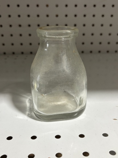 Vintage Square Glass Milk or Cream Bottle