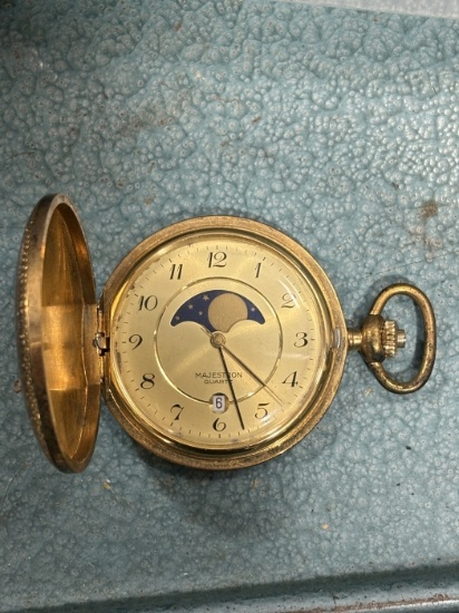 Majestron Gold-Tone Quartz Pocket Watch