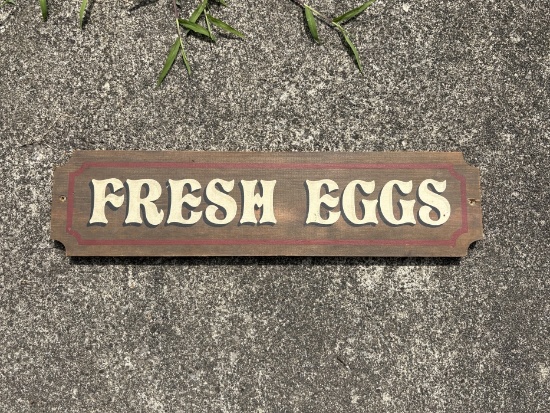 Rustic Wooden Fresh Eggs Sign
