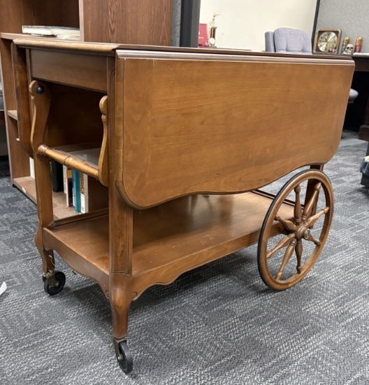 Vintage 1940s Imperial Grand Rapids Mahogany Drop-Leaf Bar / Tea Cart