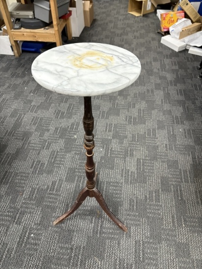 Vintage Marble-Top Tripod Plant Stand