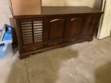 Dark Wood Entertainment Console Cabinet with Drawers