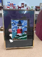 Framed Lighthouse Needlepoint Artwork