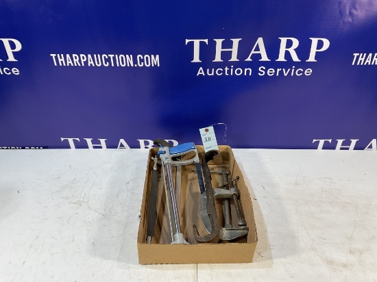 Hack saw, C clamp, pry bar