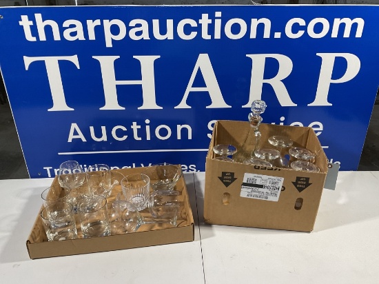 2 boxes of glassware