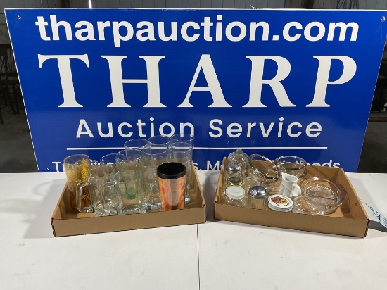2 flats of various glassware