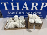2 flats of white glassware