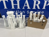 2 flats of white vases