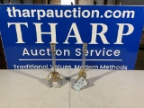 Two glass stem lamps