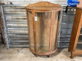 Oak Curved Glass China Cabinet