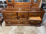 Wooden Dresser with Large Mirror Attached