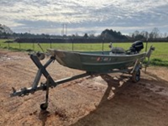 Aluminum Boat 14' 14' x 36" HULL #MIZ19011E11X w/Mercury 15hp 4 Stroke Motor SN 0R340776 w/Single Ax