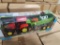 Friction Pwrd Red Tractor w/ Wagon animals & farme