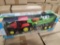 Friction Pwrd Red Tractor w/ Wagon animals & farme