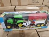 Friction Pwrd Green Tractor stock trl farmer & anm