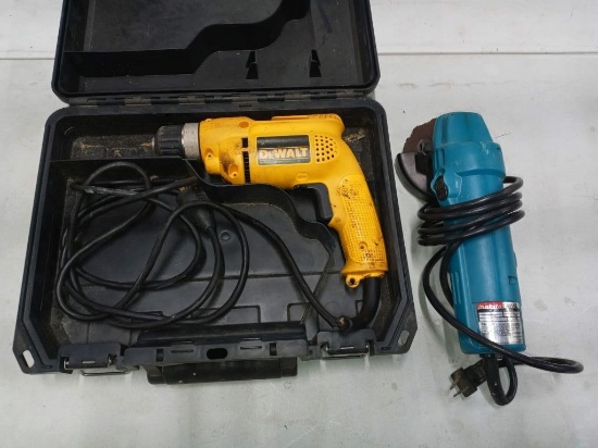 Grinder and Dewalt Drill