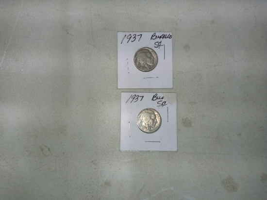 2 1937 Buffalo Nickels