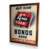 U.S. WW2 War Bonds Poster 4th War Loan Professionally Framed