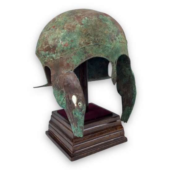 Ancient Greek Bronze Helmet â€“ Chalcidian Type with Ramâ€™s Head Cheekpieces (5thâ€“4th Century B.C
