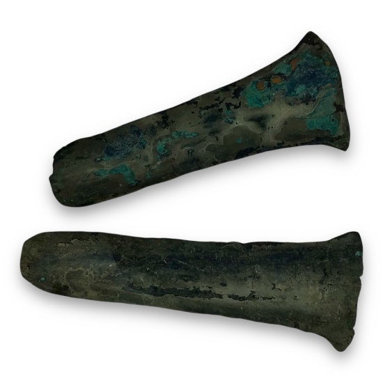 Pre-Columbian copper hoe money pieces/ trajaderos, Aztec Empire, Mexico, approx 6"h, 2.5"w