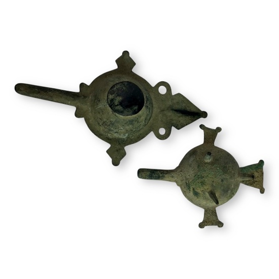 Roman Bronze Oil Lamp Filler - Set of Two