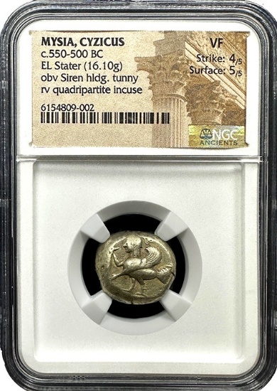 Mythical Siren Electrum Coin from Ancient Mysia (Cyzicus) â€“ Very Fine